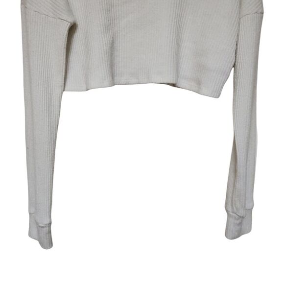 Publik sweater womens size small white turtleneck ribbed cropped short l - Picture 3 of 8